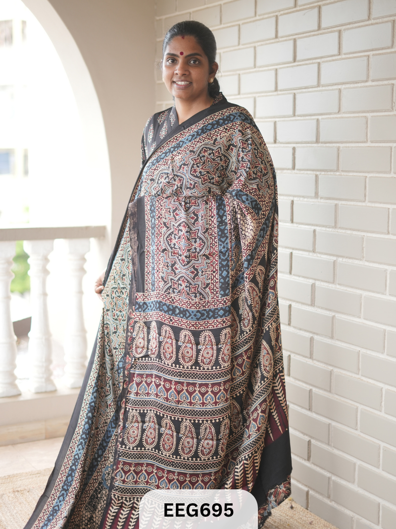 AJRAKH MODAL SAREE - JACKPOT