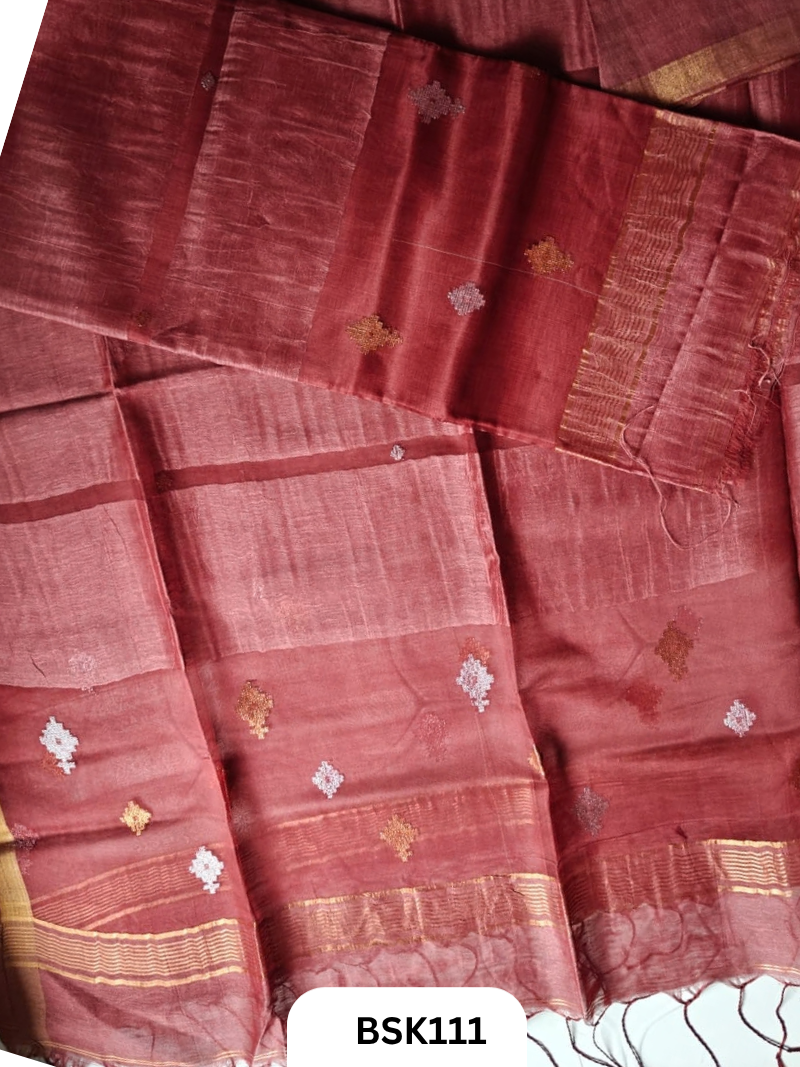 Premium Pure Handloom Linen Silk Salwar Top 2.7 mtr Duppata 2.5 mtr