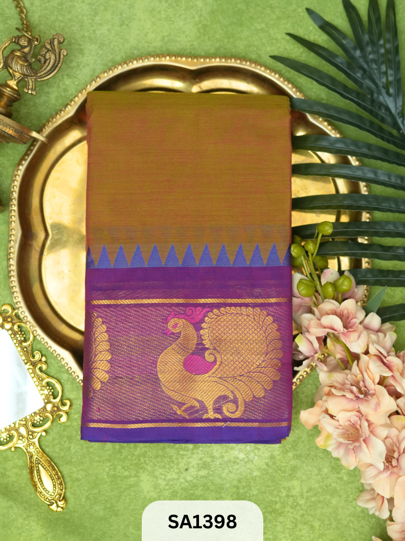 CHETTINAD COTTON SAREE | PEACOCK BORDER