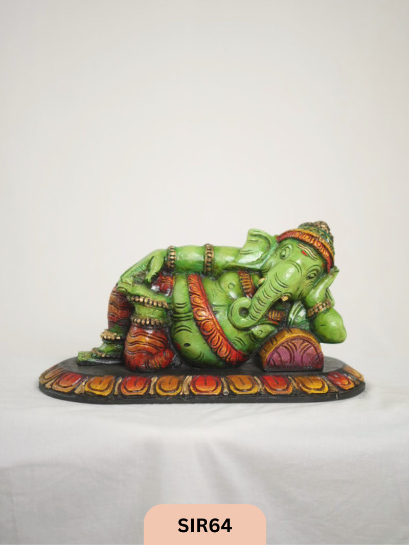 WOODEN SLEEPING GANESH - Height 9" INCH, WIDTH 16"INCH