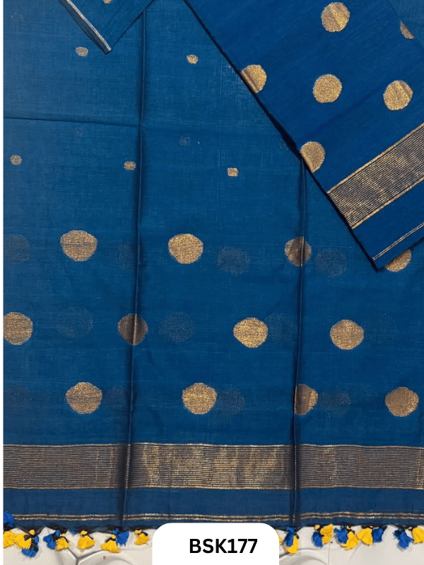 Pure Mulcotton Handloom Polka Salwar Suit Top 2.5mtr and Duppata 2.5mtr