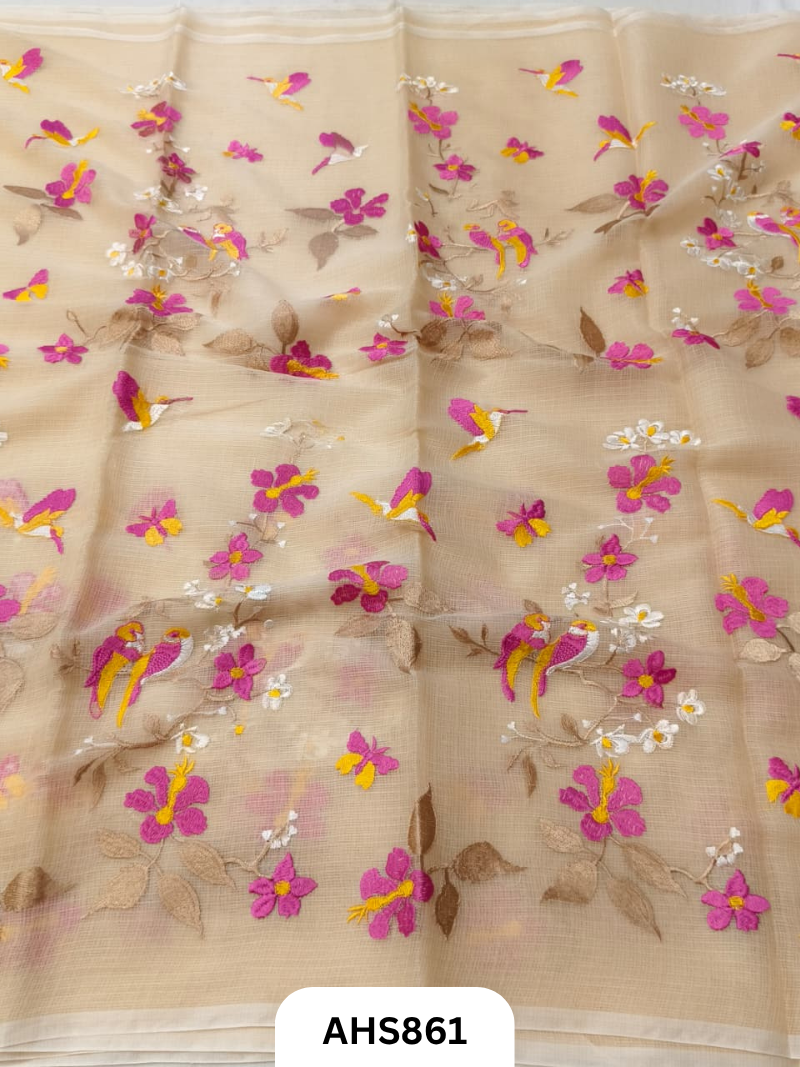 Cotton Kota Embroidery Work Saree