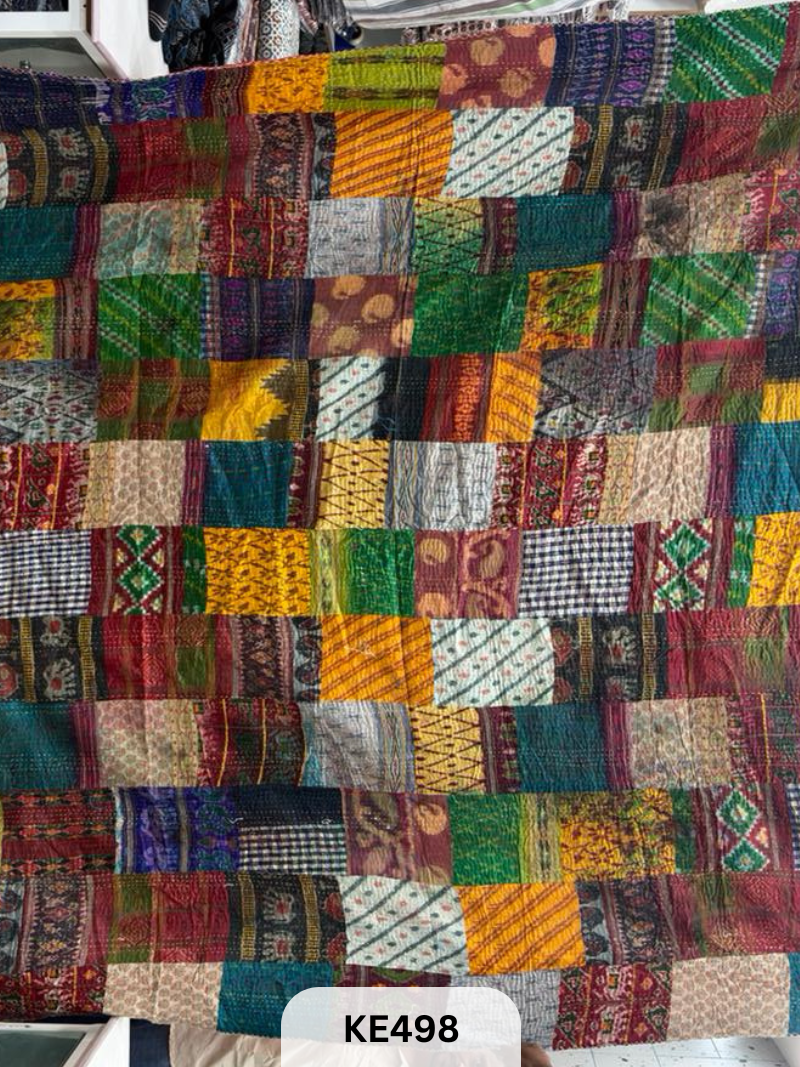 KANTHA APPLIQUE - QULIT BEDSHEET ( 100 X 100 INCH)