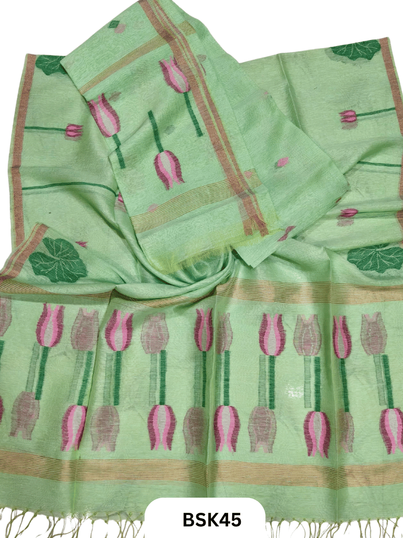 Premium Pure Handloom Linen Silk Salwar Top 2.7 mtr Duppata 2.5 mtr
