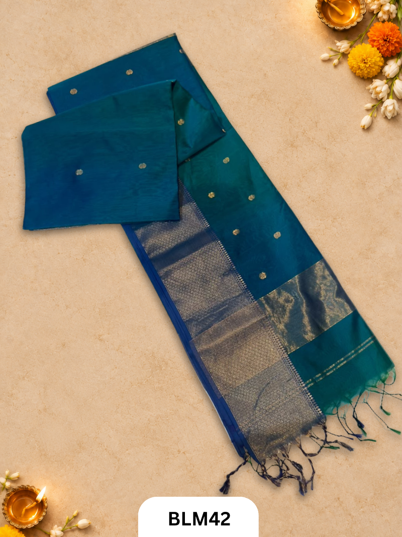 Pure handloom Maheshwari Big Small Butidaar shaded colours saree