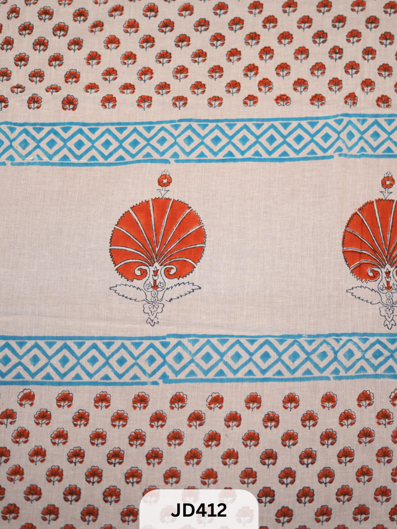 SANGANERI HANDBLOCK ON PURE MULCOTTON