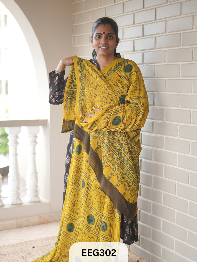 AJRAKH CHINON SAREE