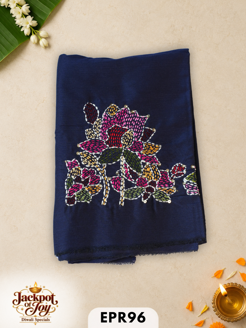 Raw silk with Kantha Blouse