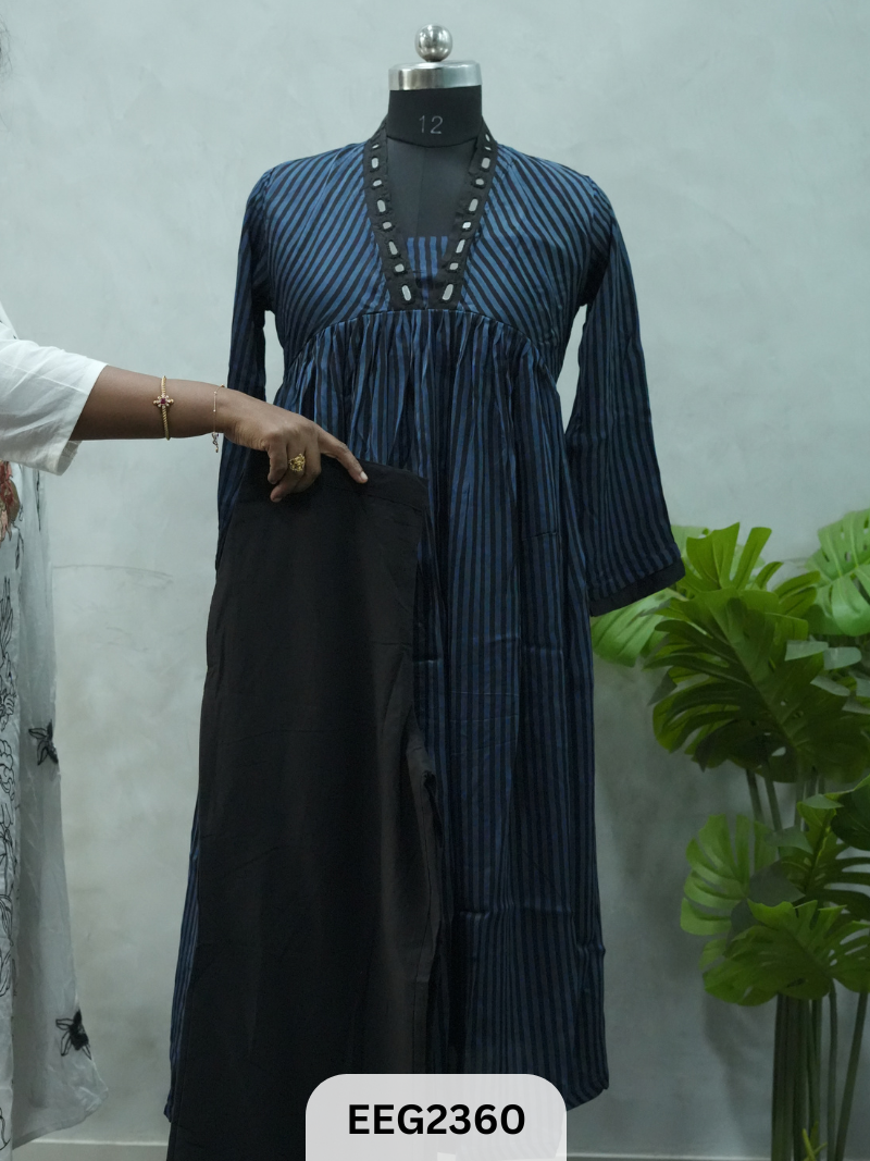 MODAL KUTCH MIRROR WORK WEAR STRIPES