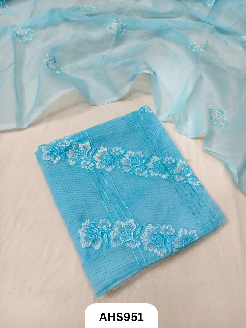 Kota Doria Premium Embroidery Work - Top and Duptta 2.5mtr