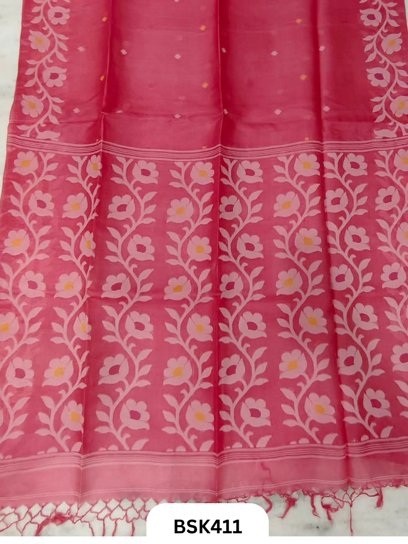 Pure Tussar Jamdani Gicha Handloom Weave