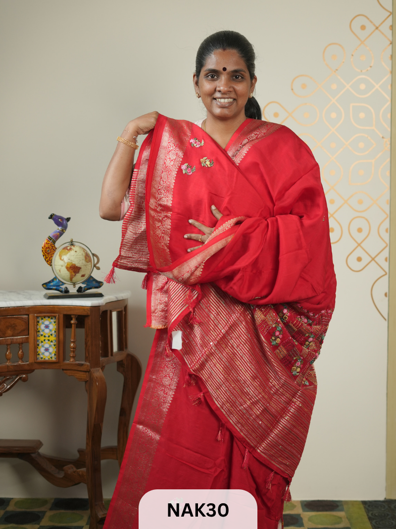 VISCOSE HAND EMBROIDERED SAREE