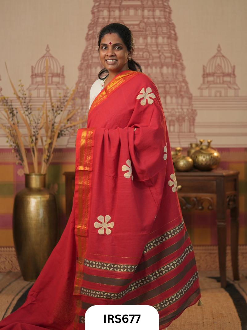 Chettinadu Saree With Barmer Aplique Work