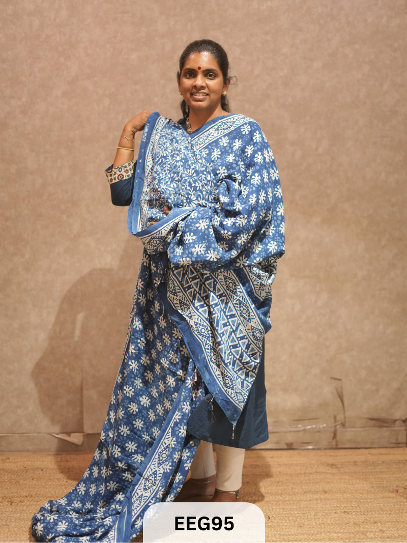 CHANDERI INDIGO SAREE