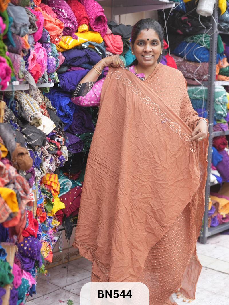 MUL COTTON HEAVY BANDHEJ SAREE WITH JARI TUSSLES
