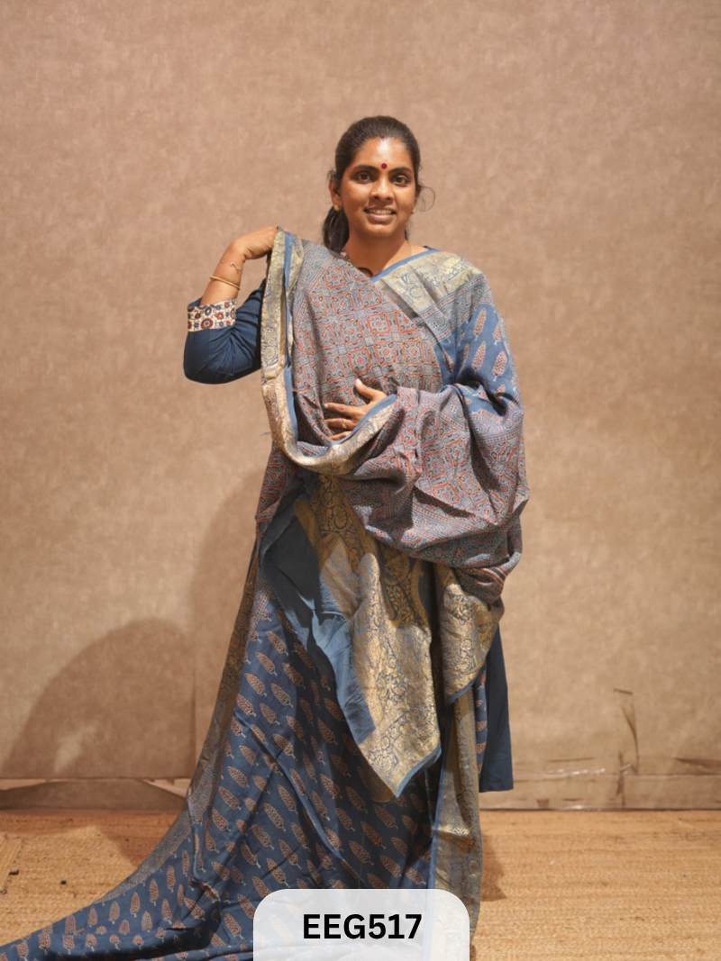AJRAKH DOLA SILK SAREE