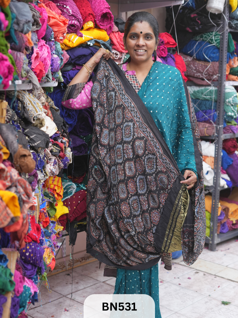 MODAL GAJI - AJRAKH BANDHINI SAREE