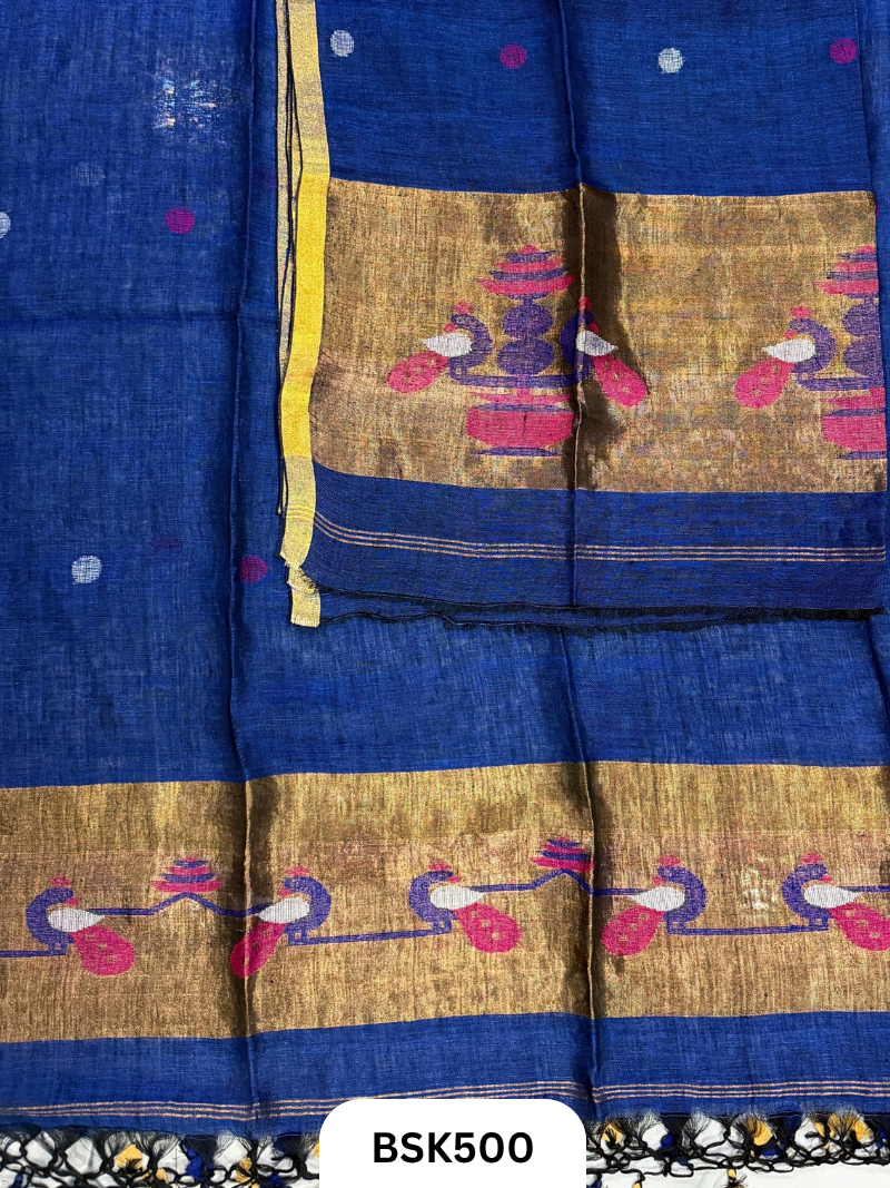 Pure Jayashree Linen By Linen Paithani - Top 2.6& Duppatta