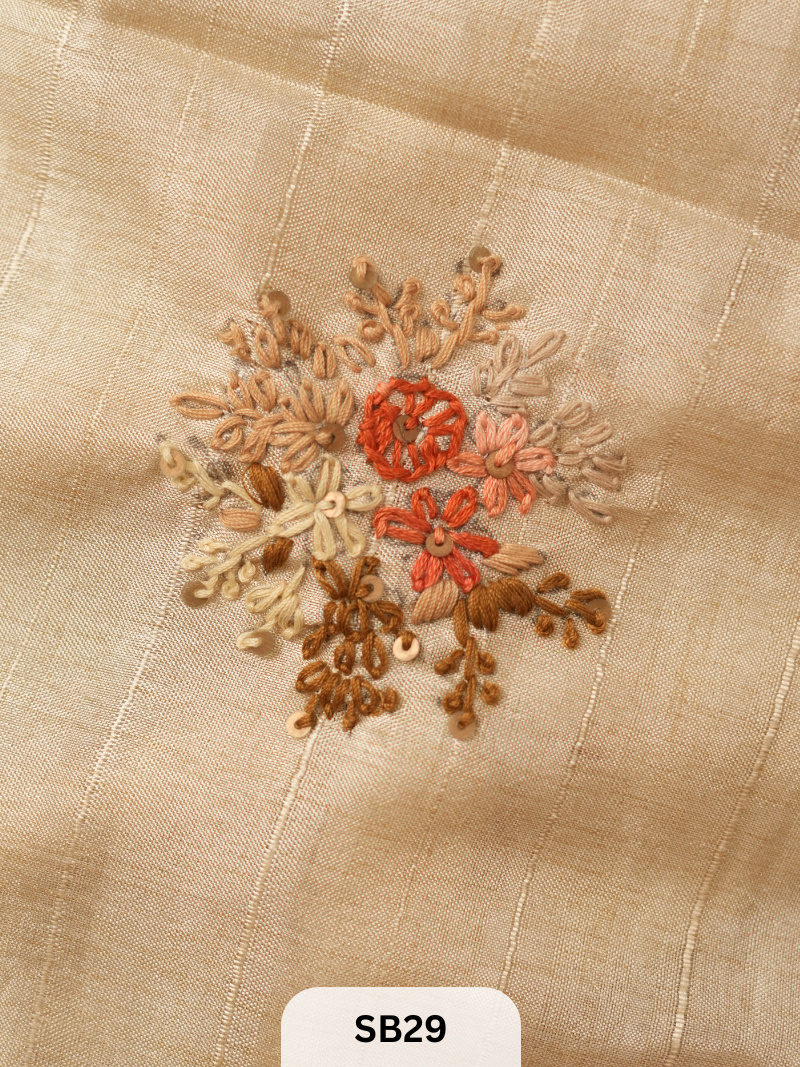 SEMI TUSSAR WITH HAND EMBROIDERY