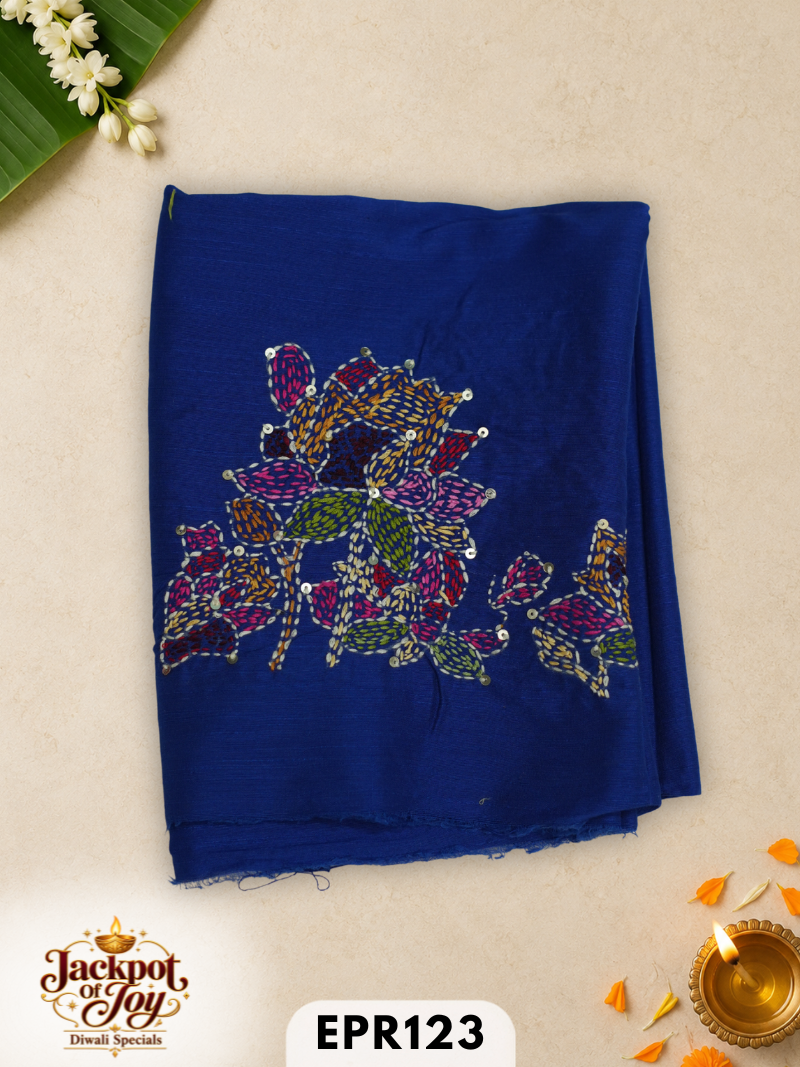 Raw silk with Kantha Blouse