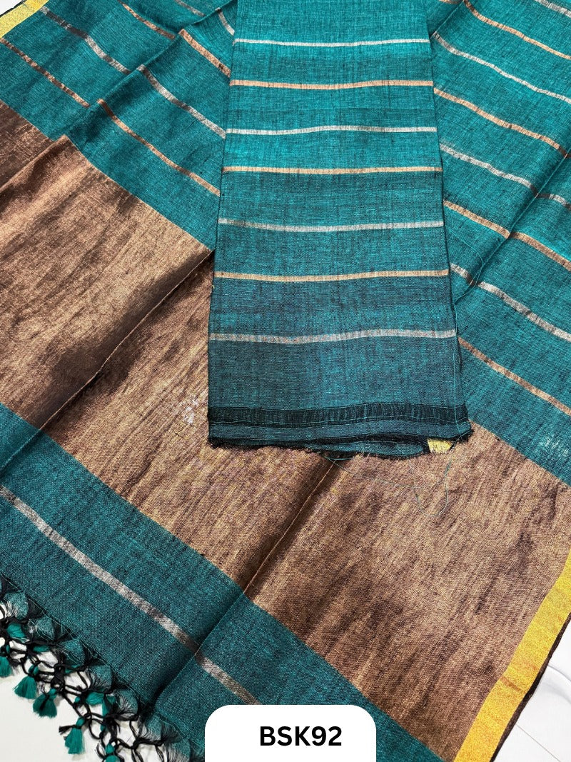 Pure Jayashree Premium Linen Salwar Suit 2pc Tissue Pallu and Stripe Weaving