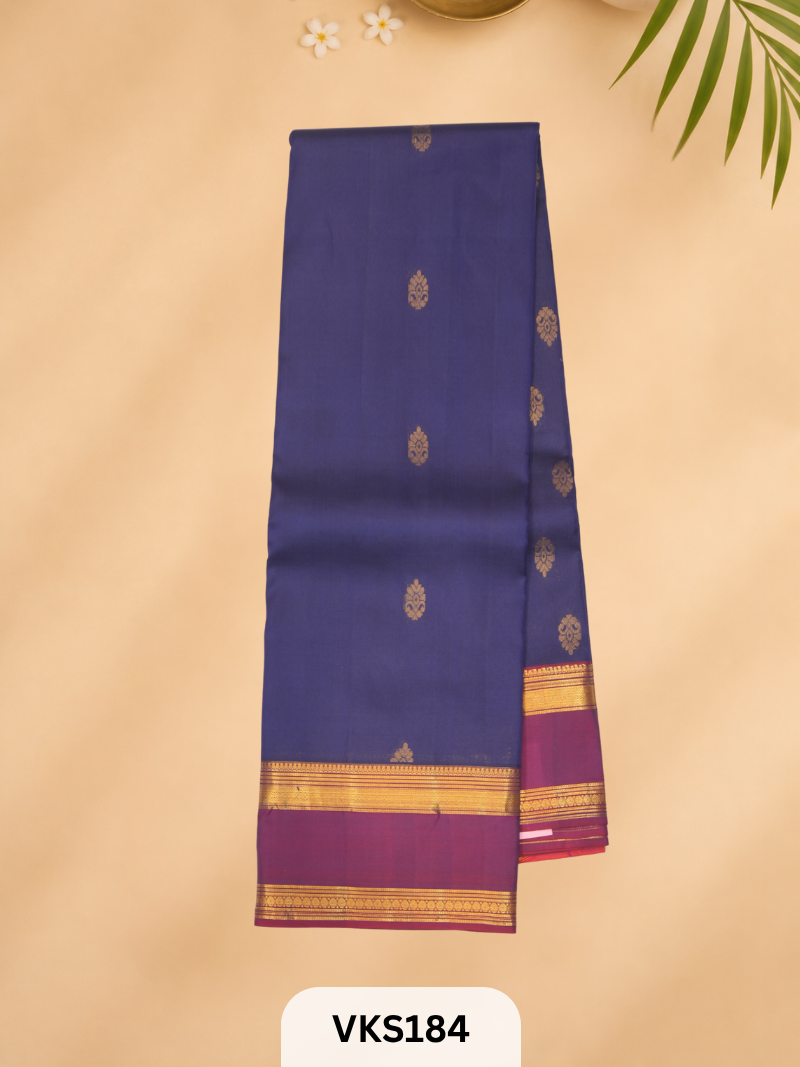 PURE KANCHIPURAM PLAIN SOFT SILK SAREE WITH DOUBLE BORDER