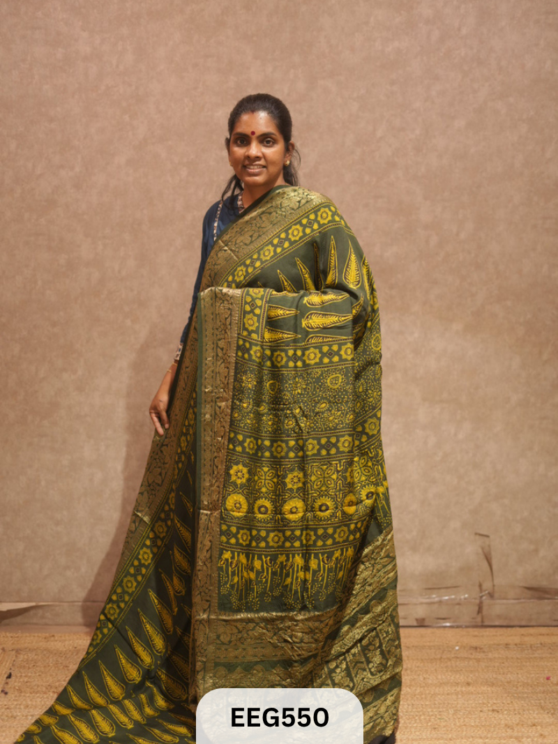 AJRAKH DOLA SILK SAREE