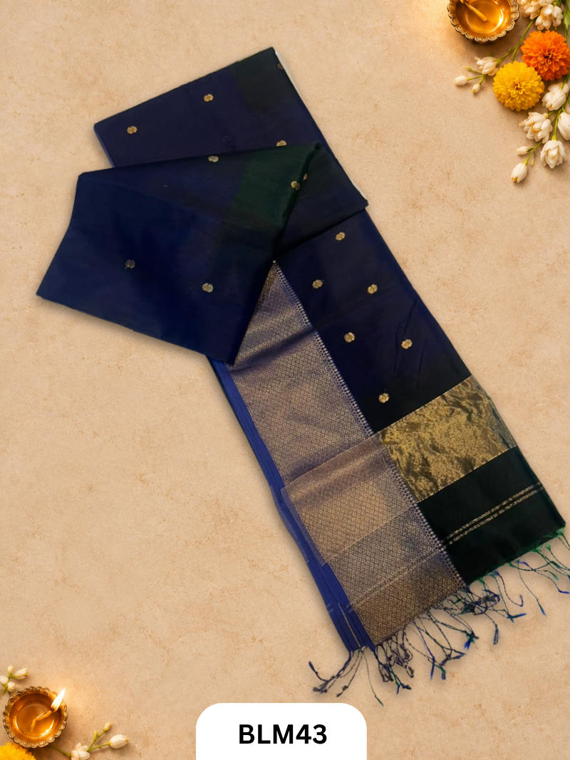 Pure handloom Maheshwari Big Small Butidaar shaded colours saree