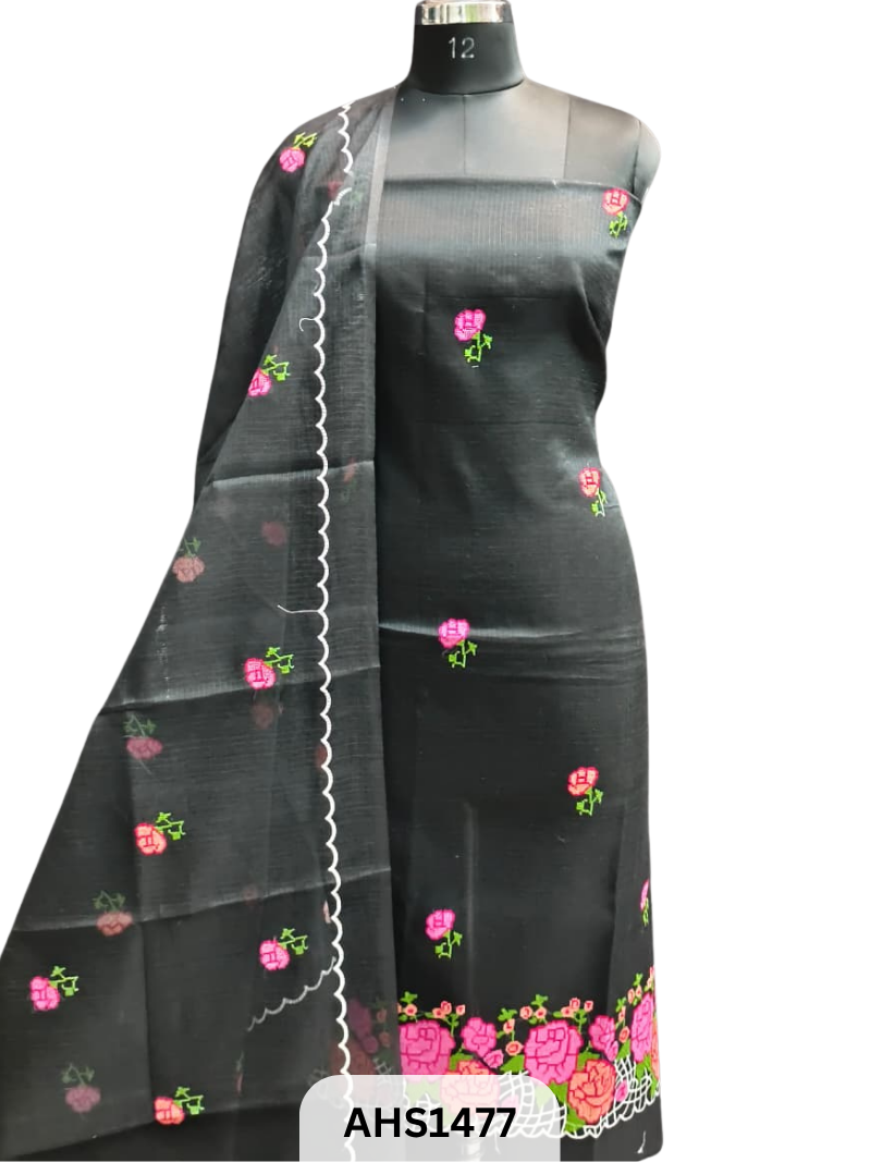 Soft Kota Embroidery Work Dress Material Top & Dupatta