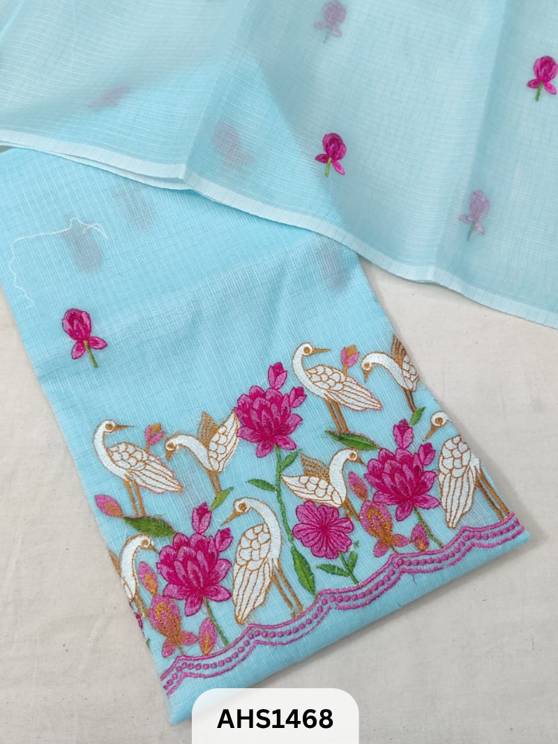 Soft Kota Embroidery Work Dress Material Top & Dupatta