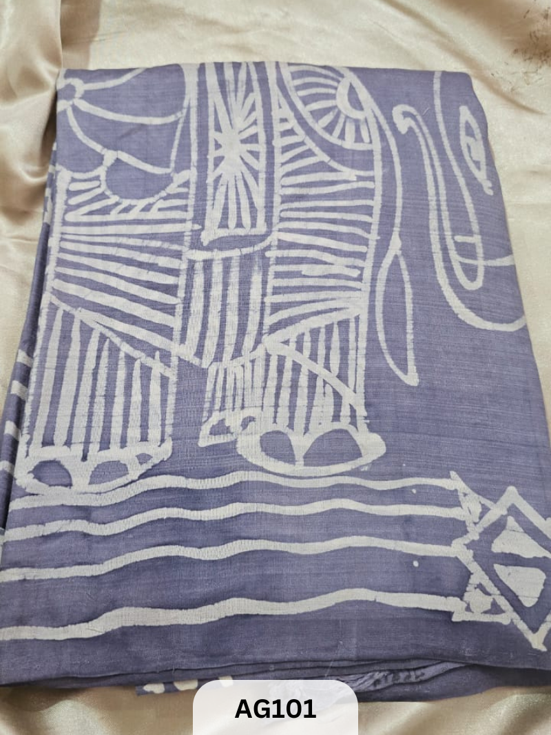 MURSHIDABAD HAND BATIK PAINTED SILK SAREE