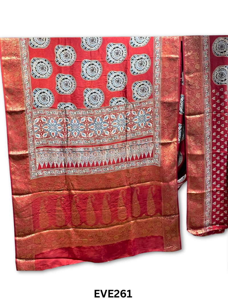 Dola Silk Ajrakh Saree