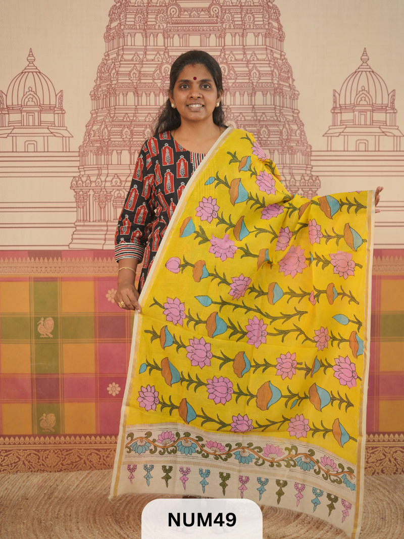 PURE CHANDERI WITH PENKALAMKARI DUPPATA