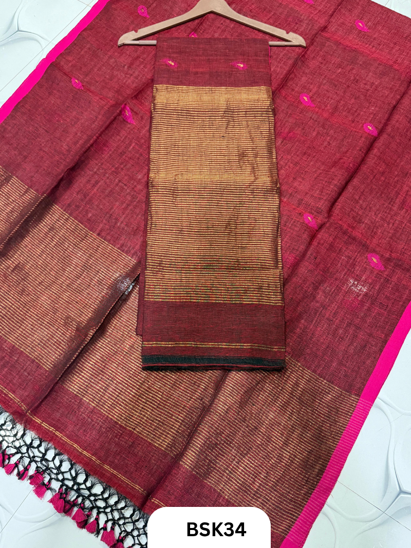 Pure Linen Handloom Salwar Top 2.7 mtr Duppata 2.5 mtr