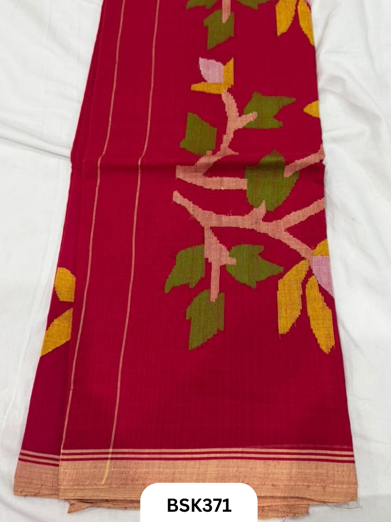Handloom Pure Mul Cotton With Jamdhani Weave Saree