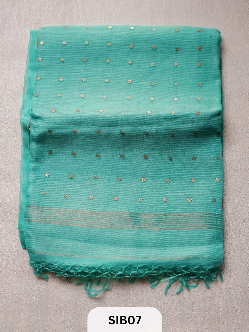 PURE HANDLOOM MUSLIN ORGANZA HANDCRAFTED SAREE