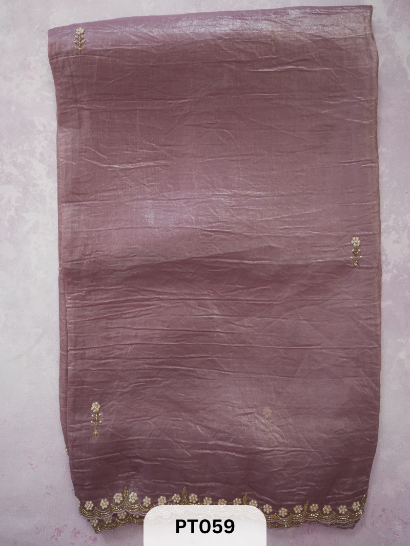 CRUSHED SILK WITH PEARL WORK