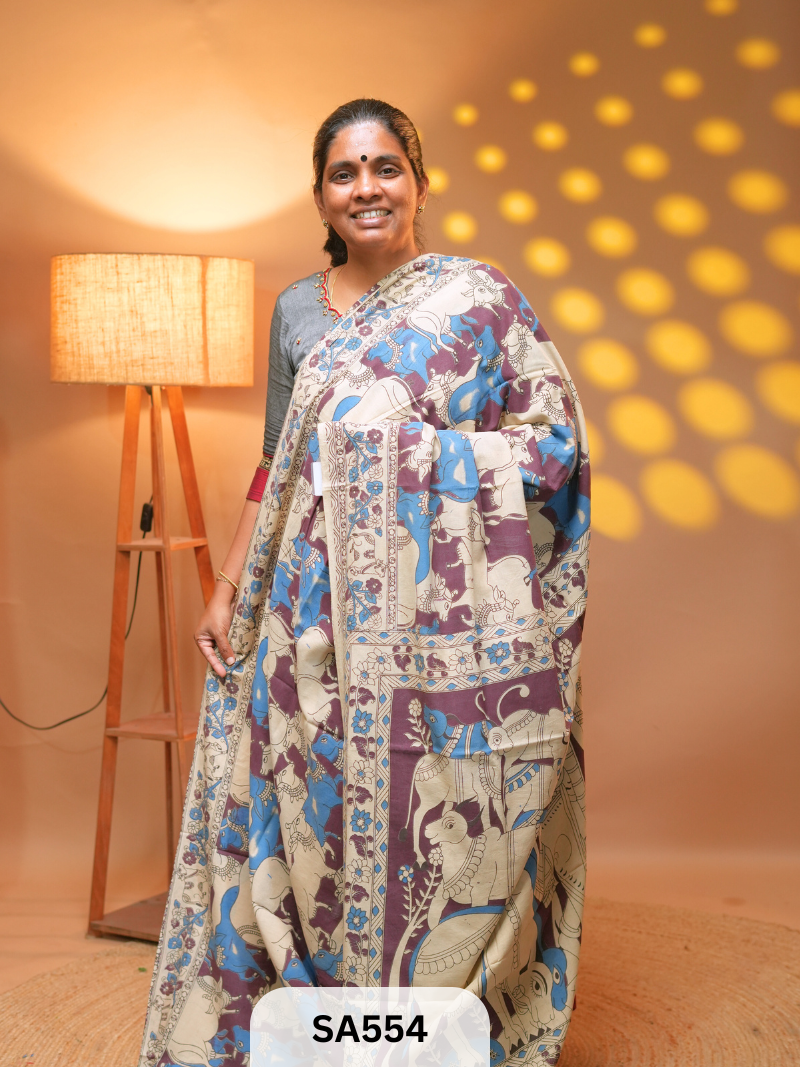 Kalamkari malmal cotton saree Ravi Sun Kalamkari