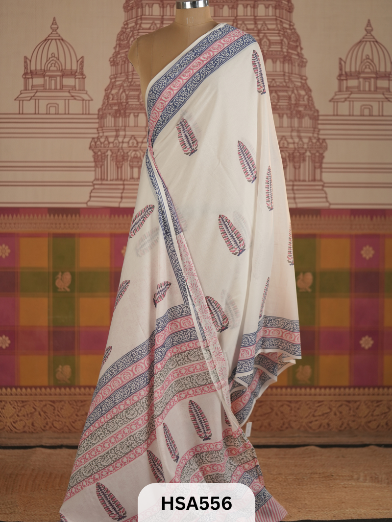 COTTON AJRAKH HANDBLOCK SAREE