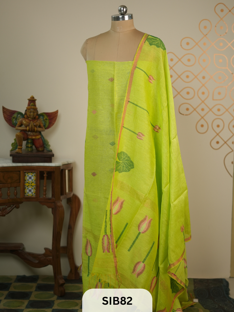 HANDLOOM LINEN JAMDHANI SALWAR | 2 PCS SUIT