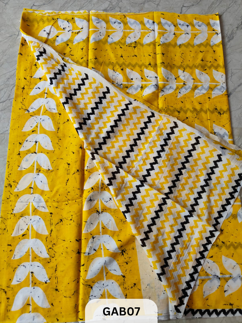 BAGRU PRINT COTTON MULMUL SAREES WITH BLOUSE-SAREE 5.5M +BLOUSE 1M