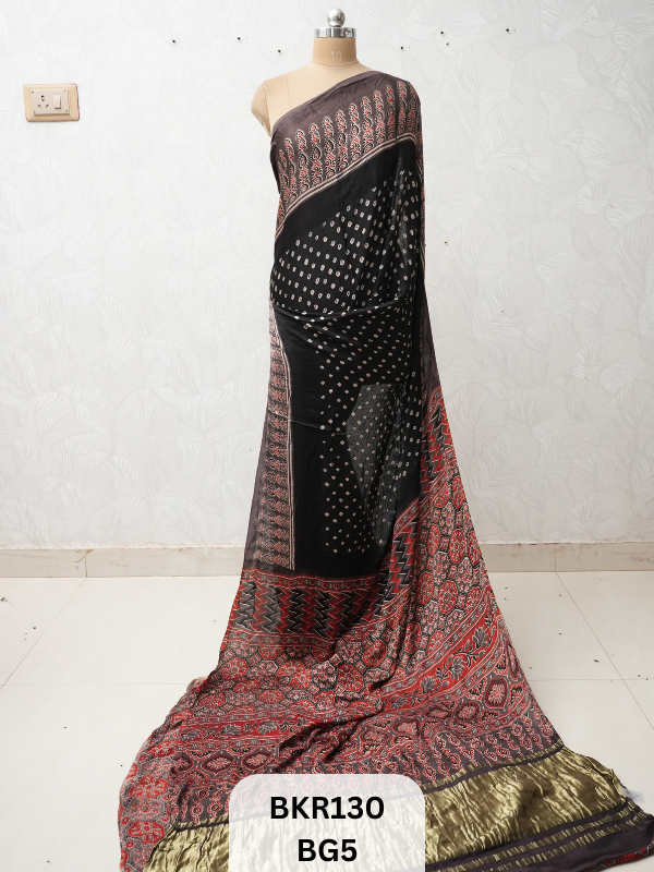 BANDHANI & AJRAKH MODAL SAREES | LAGDI PATTA