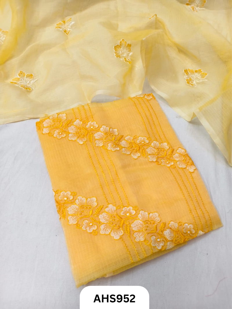Kota Doria Premium Embroidery Work - Top and Duptta 2.5mtr