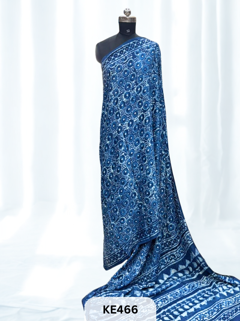 AJRAKH MODAL INDIGO SAREE - SPECIAL DEAL