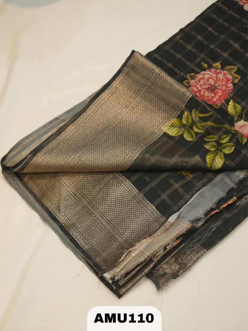 BANARAS RUSSIAN SILK SAREE WITH DIGITAL PRINT