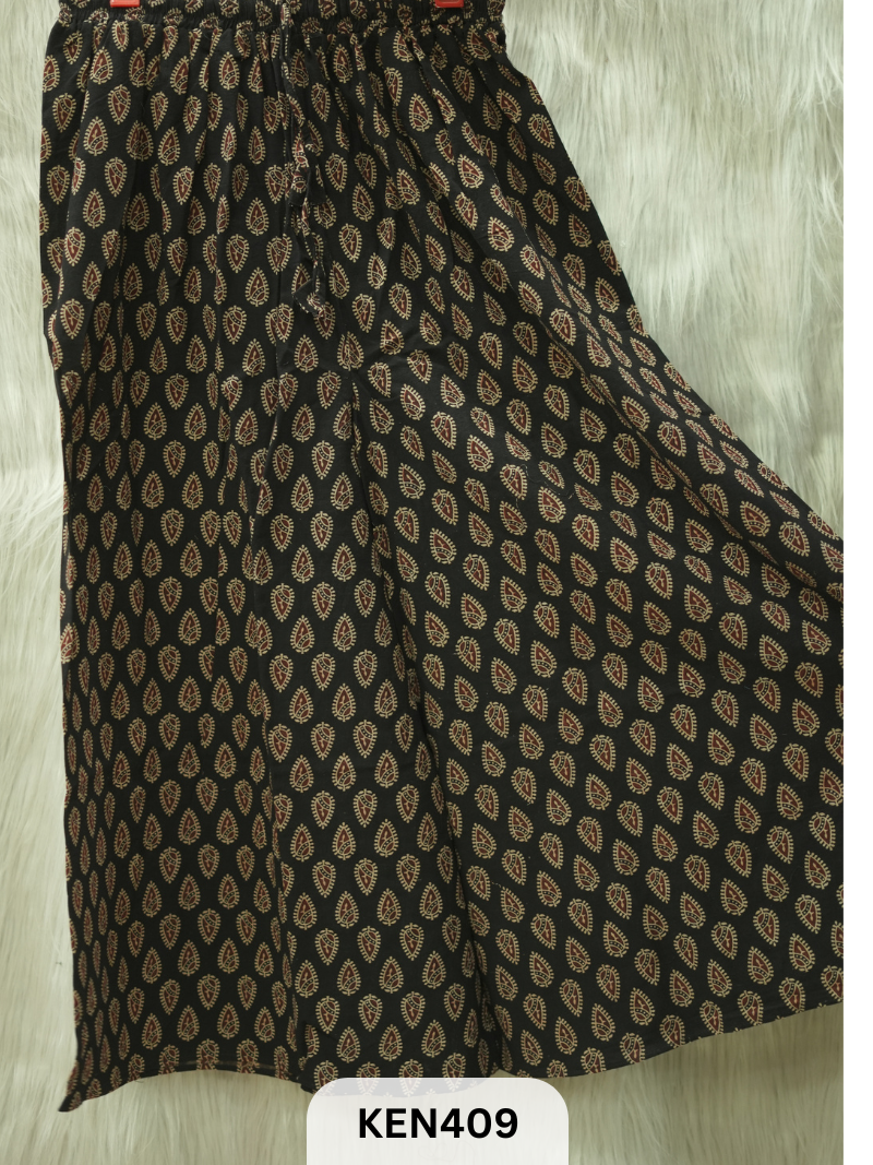 PLAZO HANDBLOCK PANT-FREE SIZE(22 to 40 INCH)