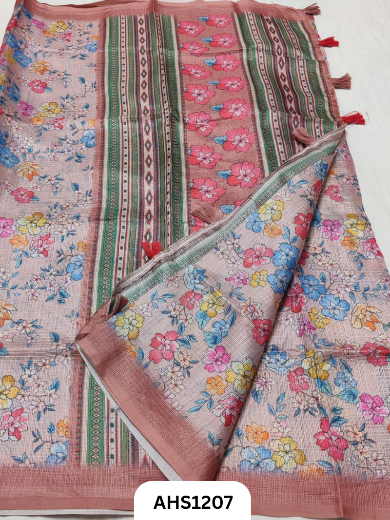 Soft Silk Kota Digital Print Saree With Blouse