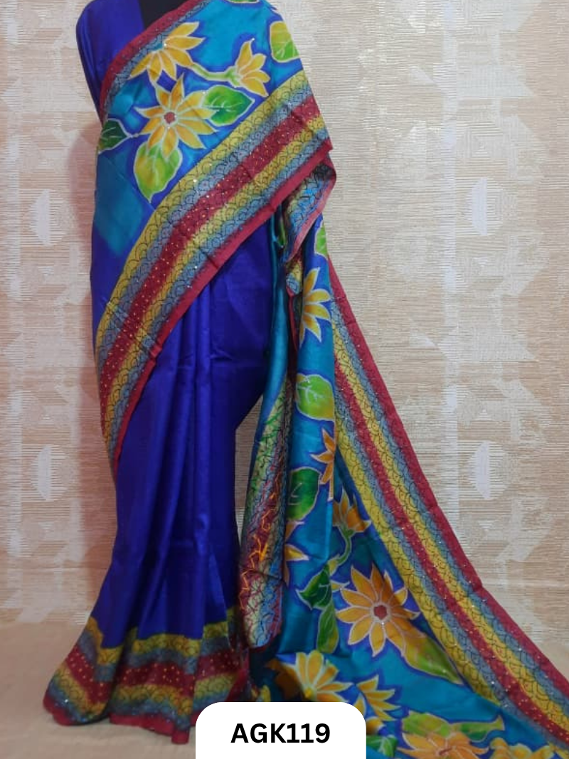 SPECIAL HANDBLOCK HEAVY KANTHA SAREE
