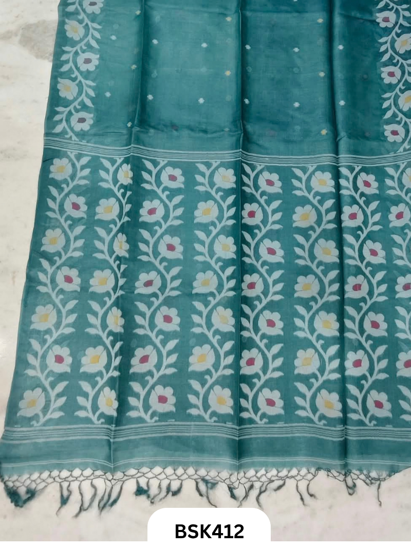 Pure Tussar Jamdani Gicha Handloom Weave