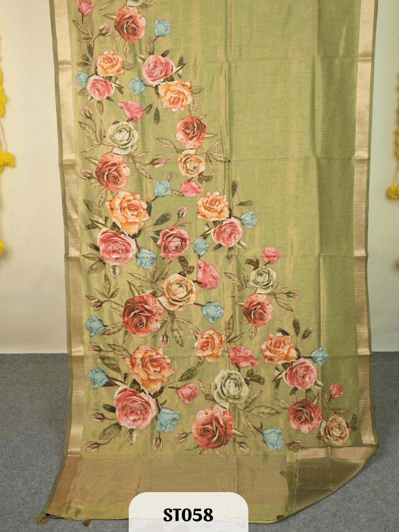 Kalamkari Appliqué work Saree - Premium Semi Tussar